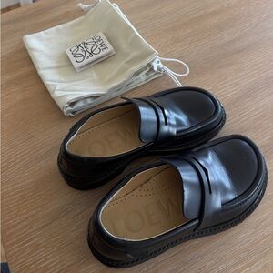 Loewe Black Blaze Leather Loafers - Like New